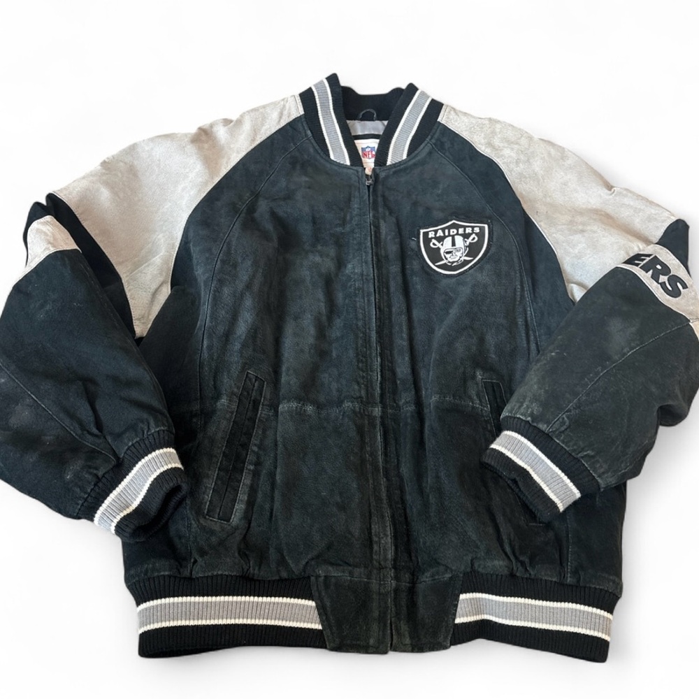 NFL Black and grey Raiders Bomber zip up Jacket size L
